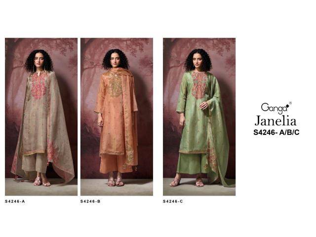 Ganga janelia 4246 Ladies dress materials wholesale
